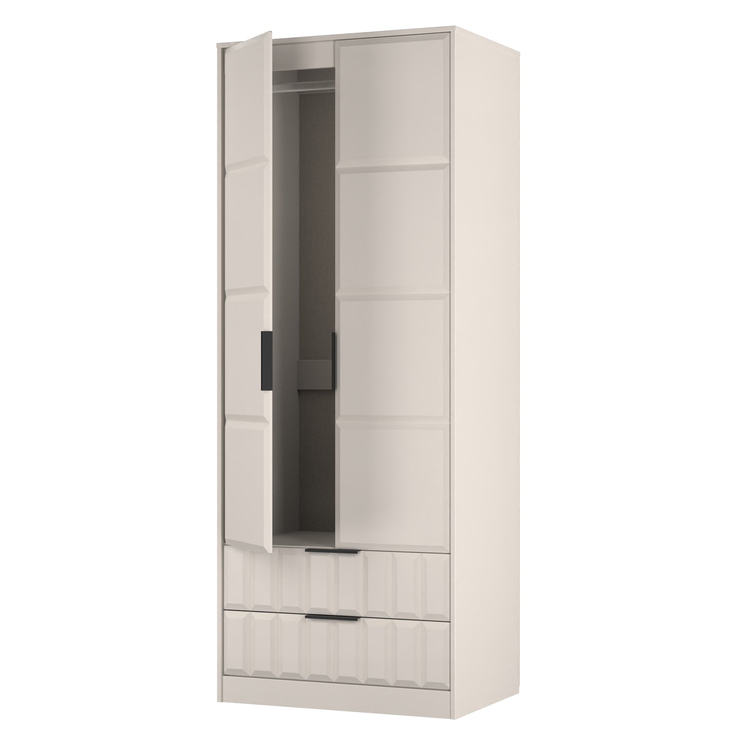 New York C Tall Wardrobe Off-white 2 Doors 2 Drawers 77cm