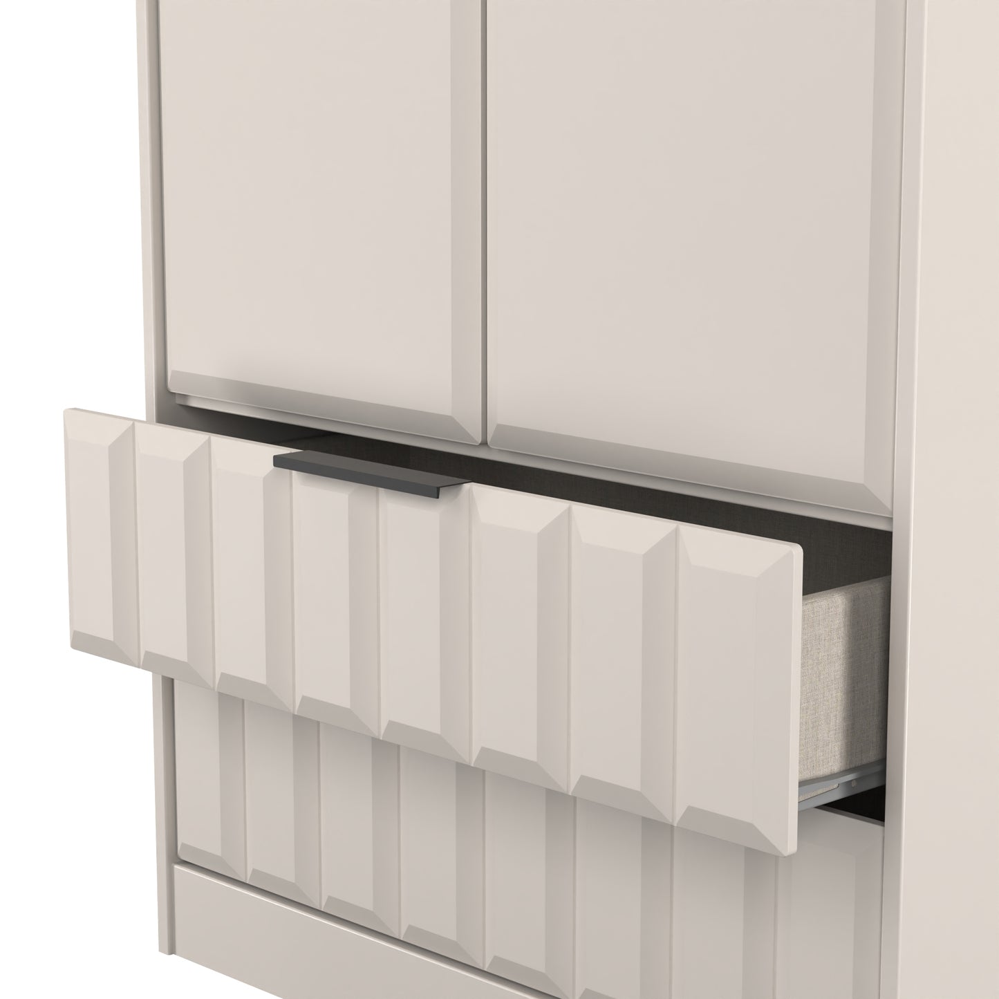 New York C Tall Wardrobe Off-white 2 Doors 2 Drawers 77cm