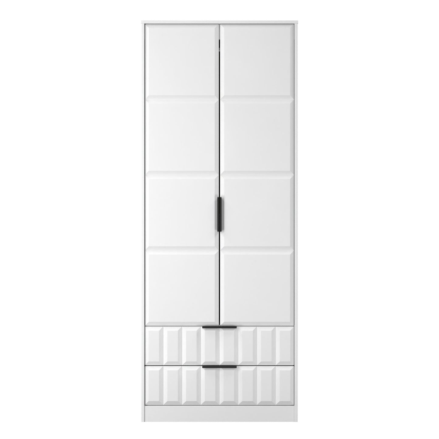 New York C Tall Wardrobe White 2 Doors 2 Drawers 77cm
