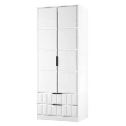 New York C Tall Wardrobe White 2 Doors 2 Drawers 77cm