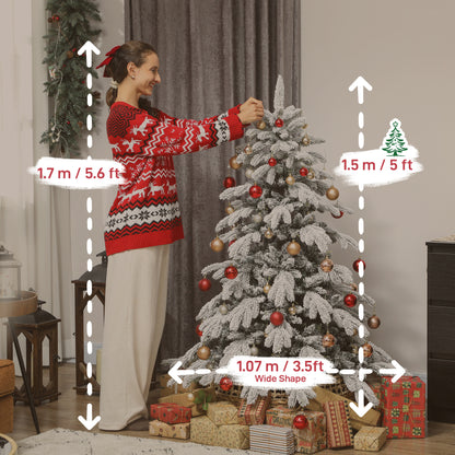 5ft Christmas Tree Artificial - White Frosted Green  1020 Tips