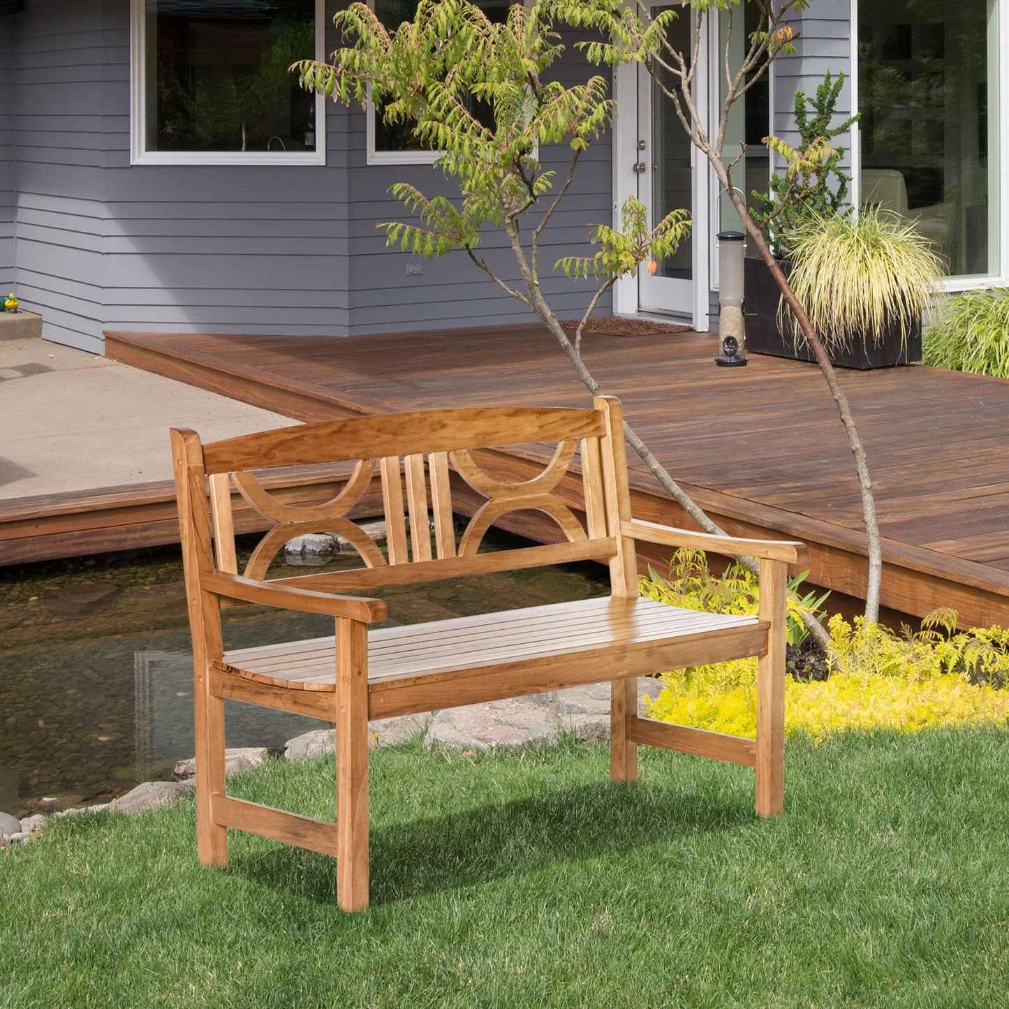 2 Seater Wooden Garden Bench Outdoor Patio Loveseat for Yard