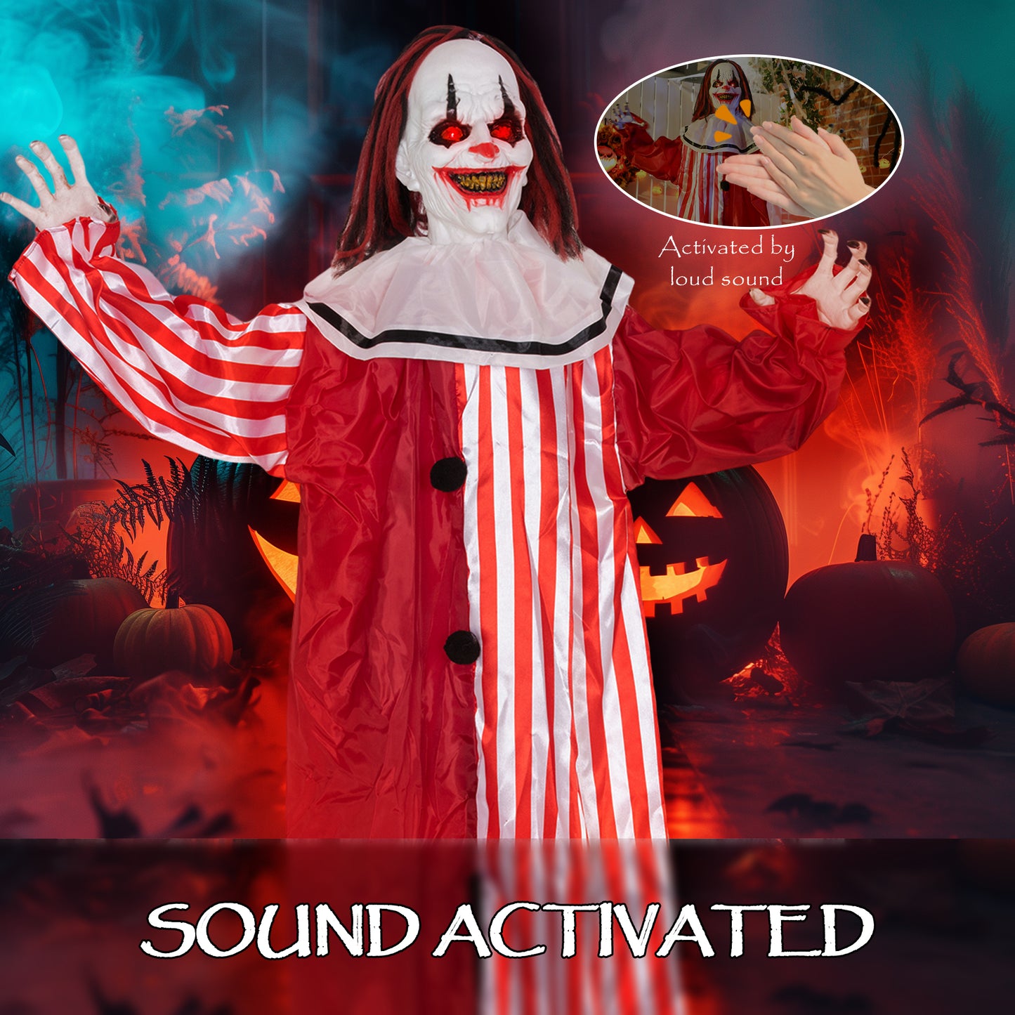 Animated Scary Clown Halloween Decoration - 165cm