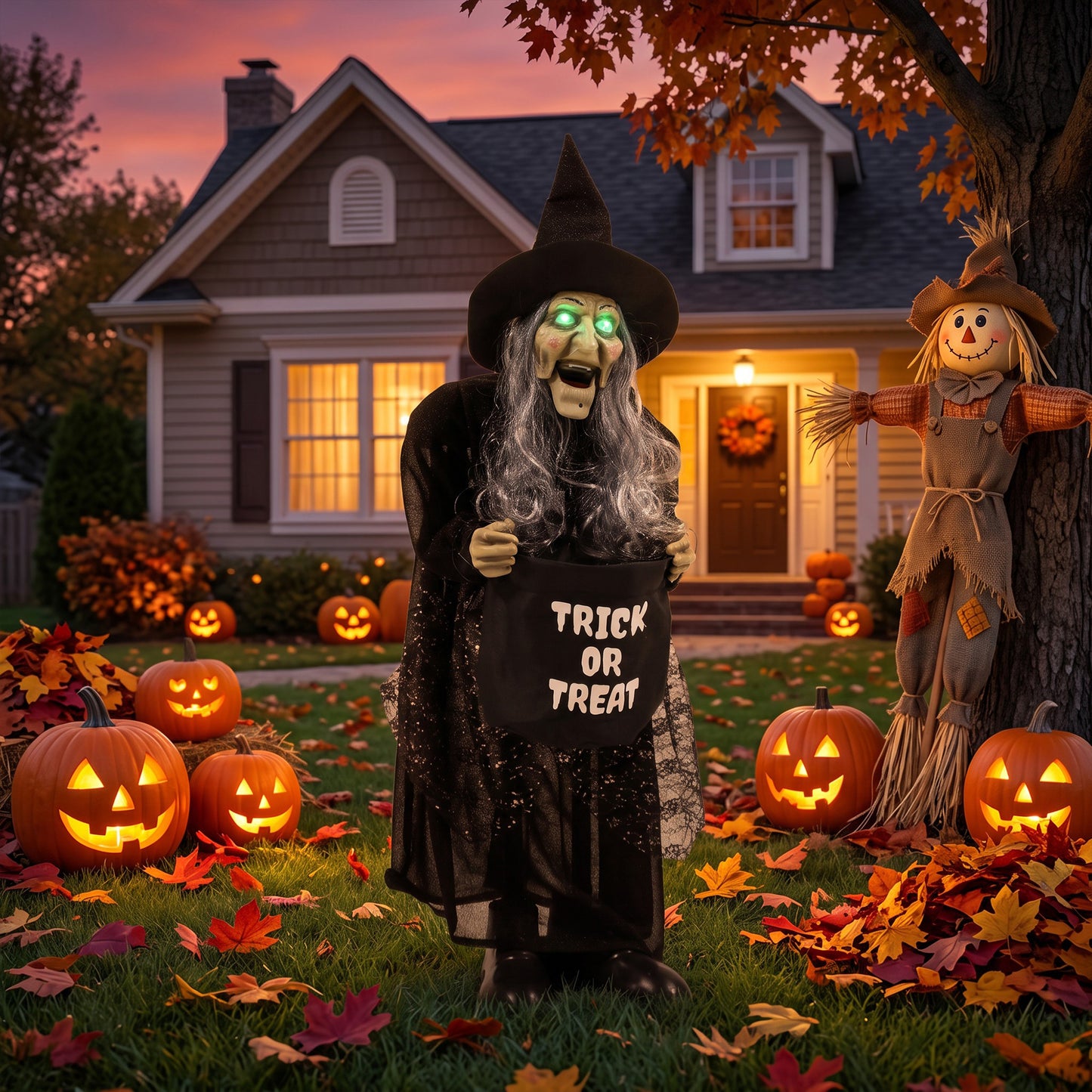 Animated Witch Halloween Decoration - 94cm