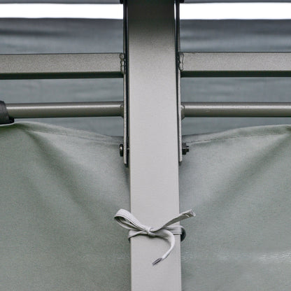 4m x 3M Steel Gazebo Canopy Party Tent Garden Pavillion Patio Shelter Pavilion with Curtains Sidewalls Grey