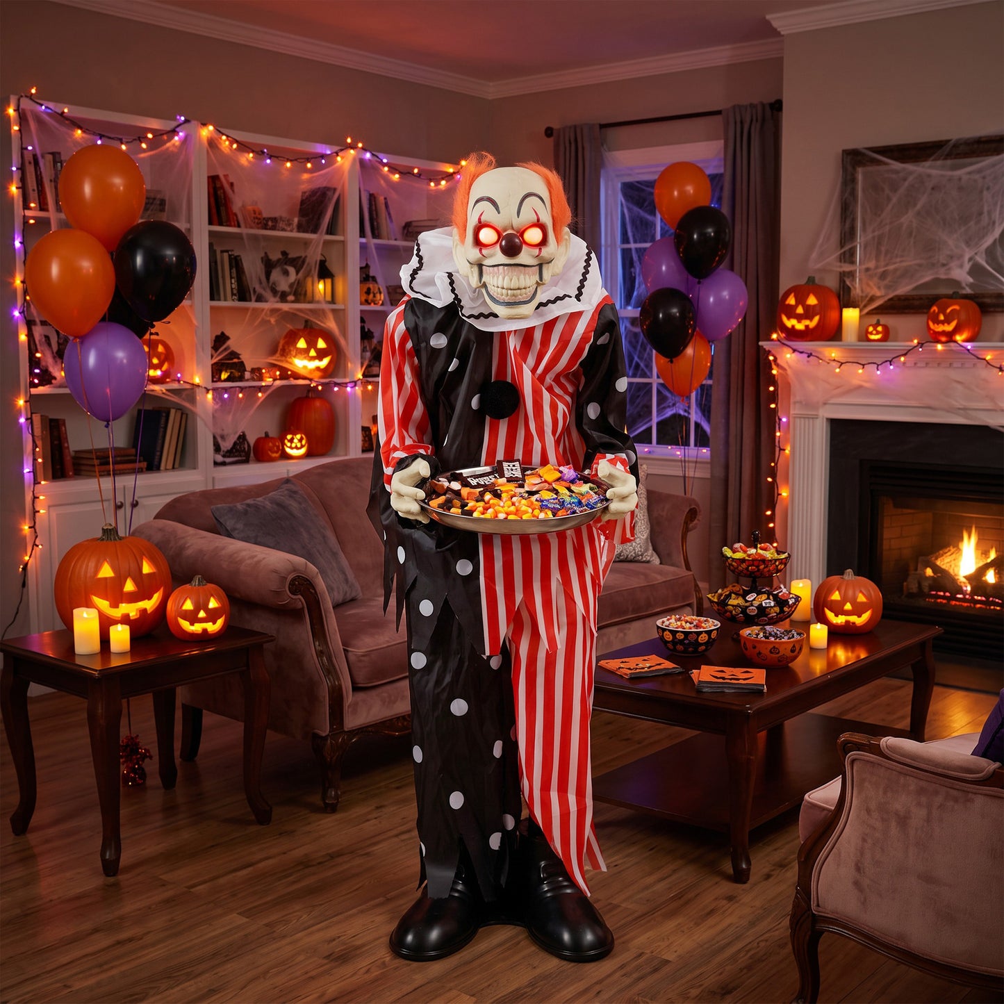 Animated Scary Clown Halloween Decoration - 91cm