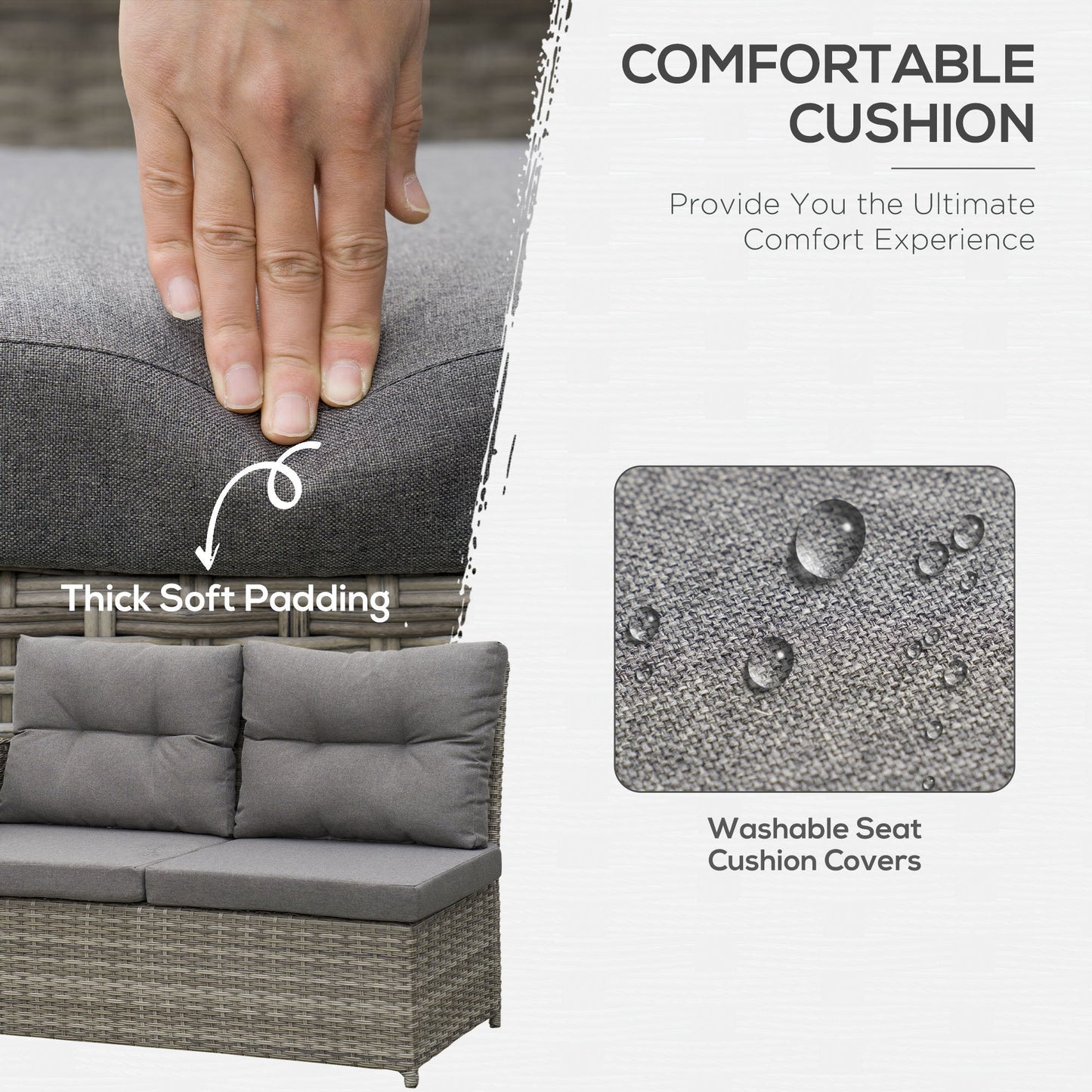 Outsunny Six-Piece Rattan Sofa Set