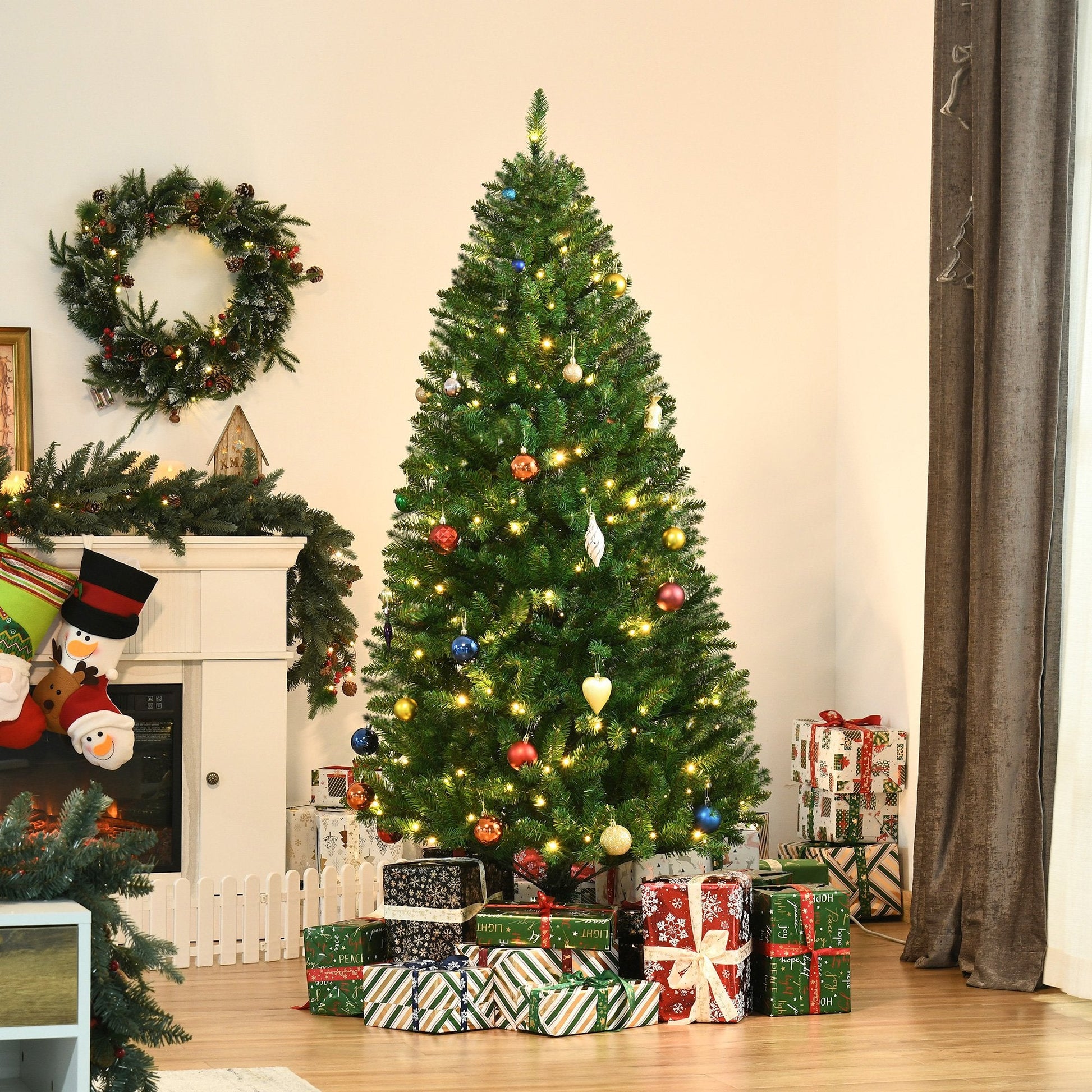 6FT Prelit Artificial Christmas Tree with Warm White LED Light Holiday Home Decoration Primary Image