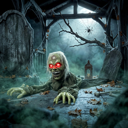 Animated Crawling Zombie Halloween Decoration - 116cm