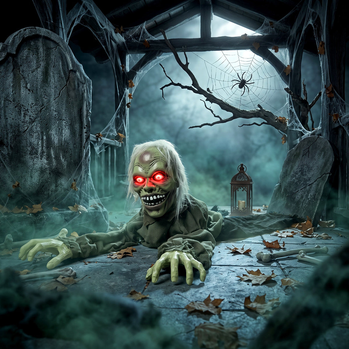 Animated Crawling Zombie Halloween Decoration - 116cm