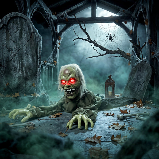 Animated Crawling Zombie Halloween Decoration - 116cm