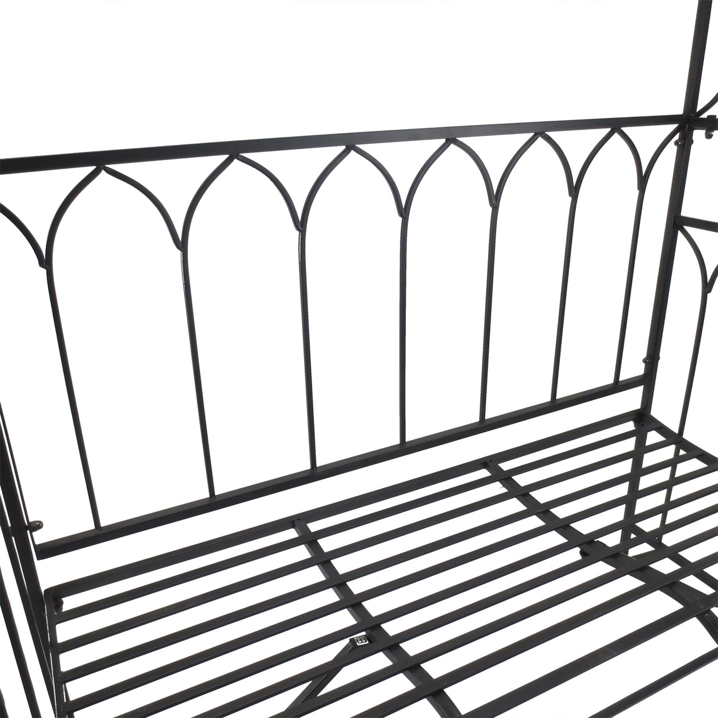 Garden Metal Frame Bench With arch For Various Climbing Plant 115Lx50Wx203H cm-Black