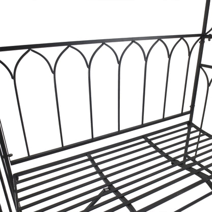 Garden Metal Frame Bench With arch For Various Climbing Plant 115Lx50Wx203H cm-Black