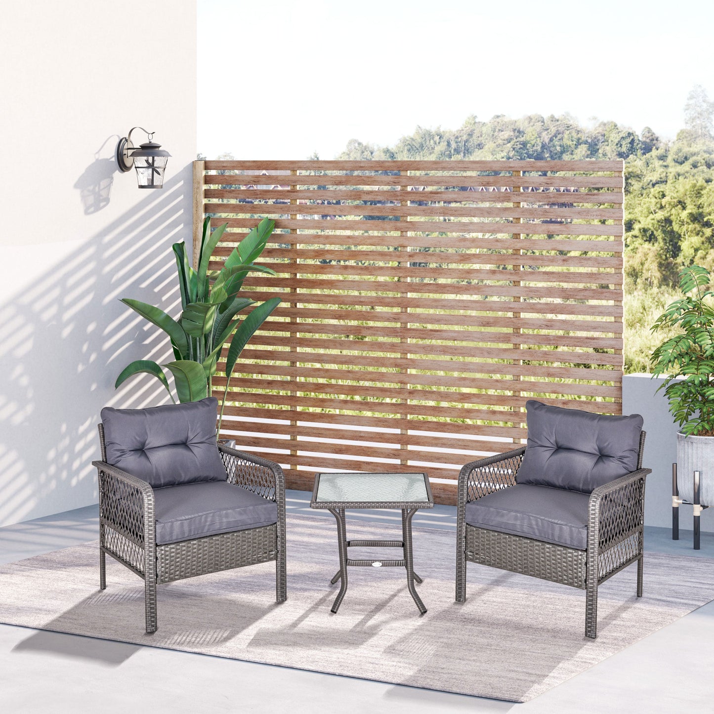 Outsunny 3 Pieces Patio PE Rattan Bistro Set