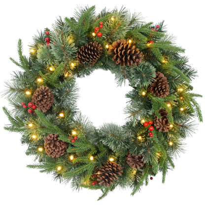 Pinecones & Berries Wreath Christmas Decoration - 60cm Primary Image