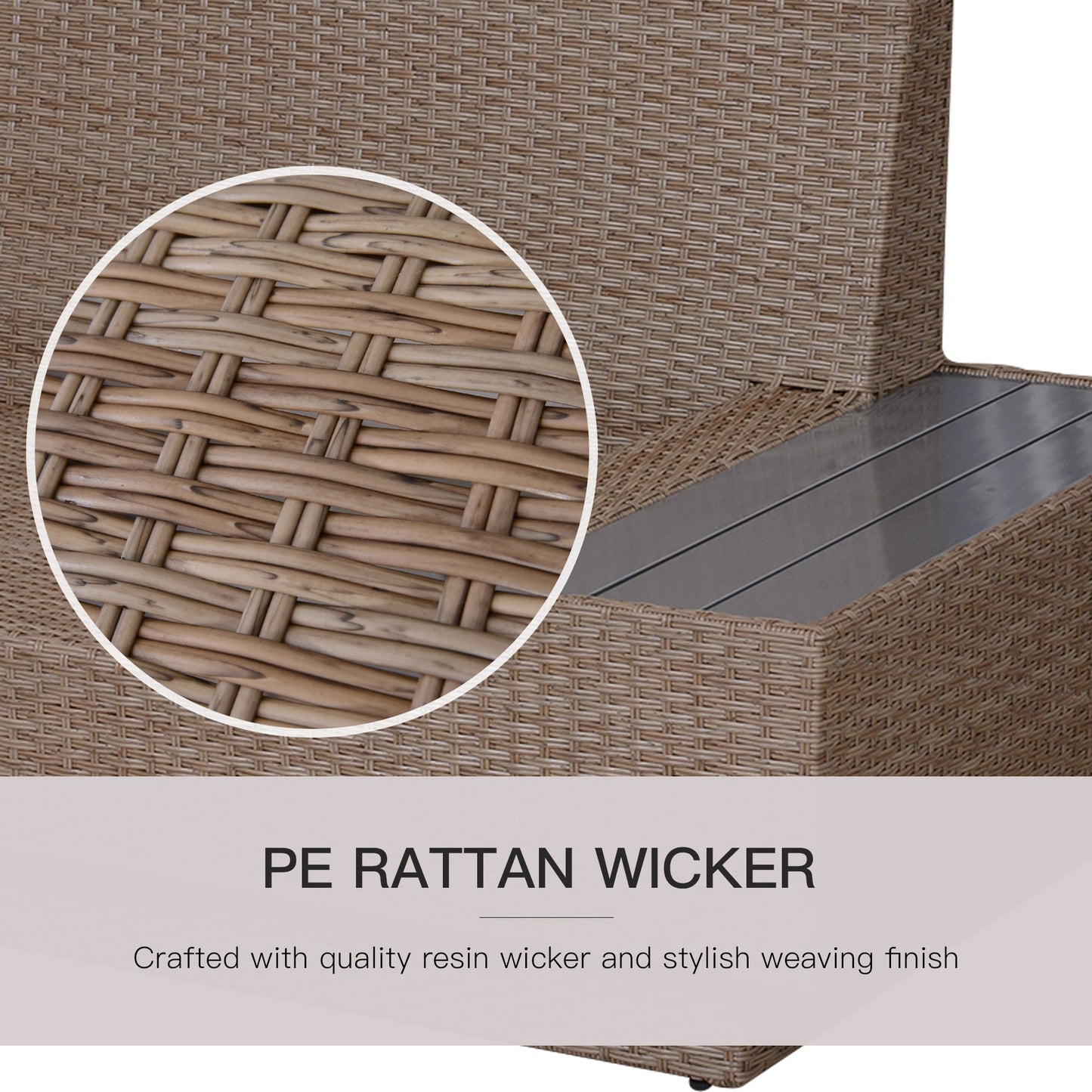 4-Piece Rattan Garden Furniture Outdoor Sectional Corner Sofa and Coffee Table Set Conservatory Wicker Weave Furniture with Armrest and Cushions - Beige