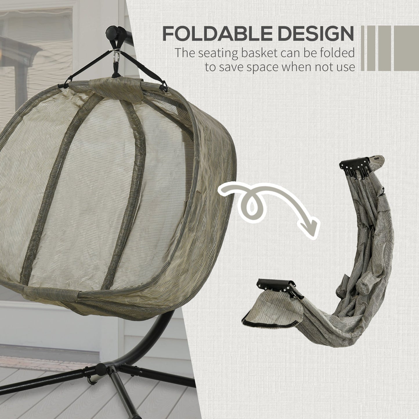 Double Hanging Egg Chair 2 Seaters Texteline Swing Hammock Chair with Stand