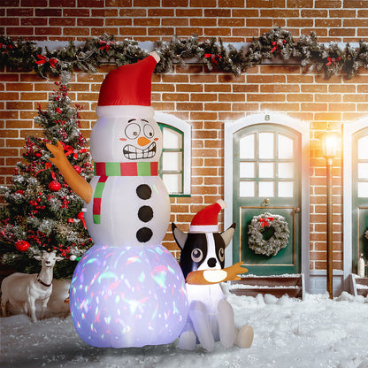 Snowman And Dog Inflatable Christmas Decoration - 188cm