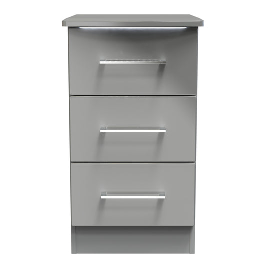 Paris Bedside Table Grey 3 Drawers 40cm