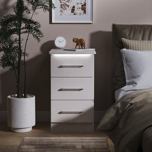 Paris Bedside Table Off-white 3 Drawers 40cm