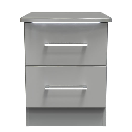 Paris Bedside Table Grey 2 Drawers 40cm