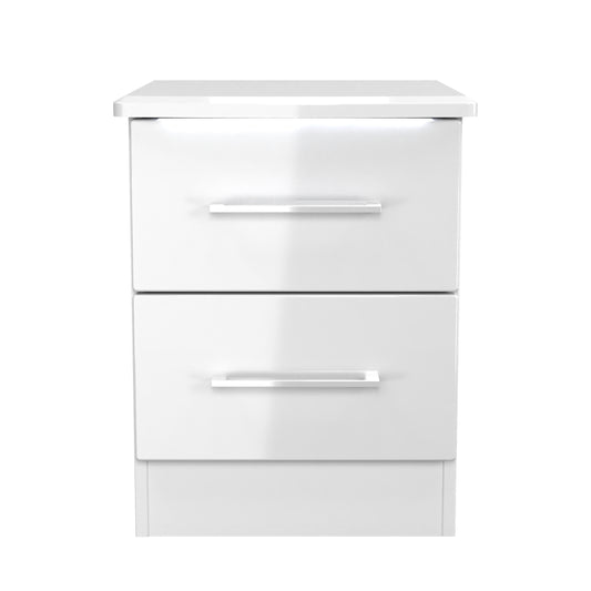 Paris Bedside Table White 2 Drawers 40cm