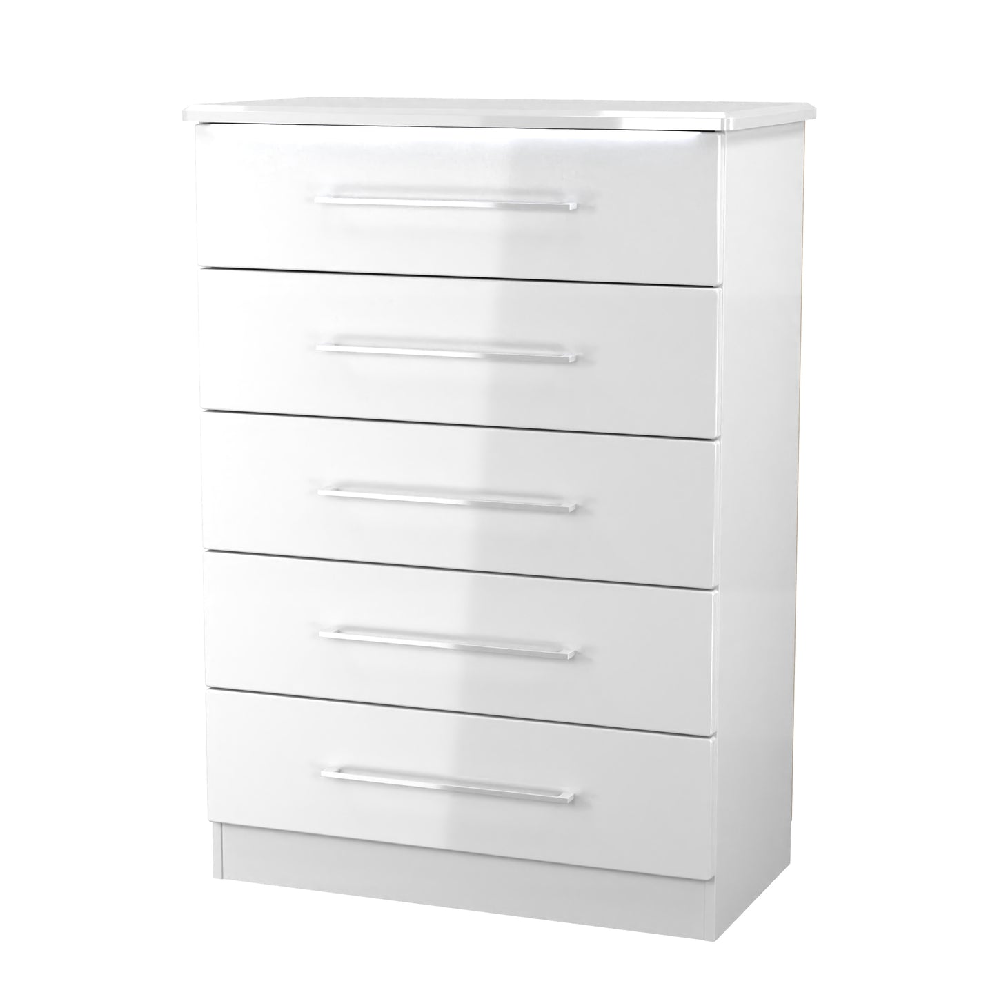 Paris Tall Chest of Drawers White 5 Drawers 77cm