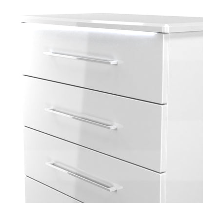 Paris Tall Chest of Drawers White 5 Drawers 77cm