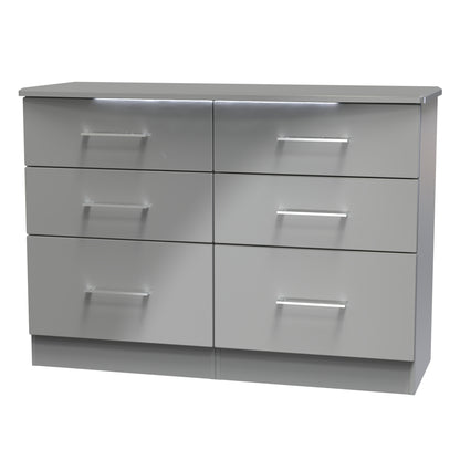 Paris Large Chest of Drawers Grey 6 Drawers 112cm