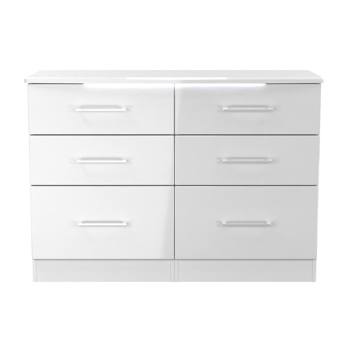 Paris Large Chest of Drawers White 6 Drawers 112cm