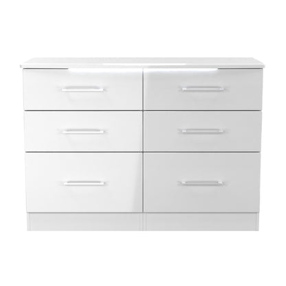 Paris Large Chest of Drawers White 6 Drawers 112cm