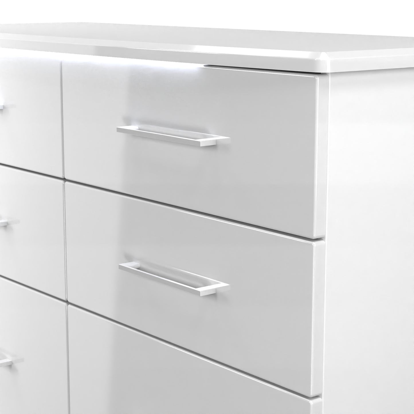 Paris Large Chest of Drawers White 6 Drawers 112cm