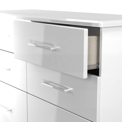 Paris Large Chest of Drawers White 6 Drawers 112cm