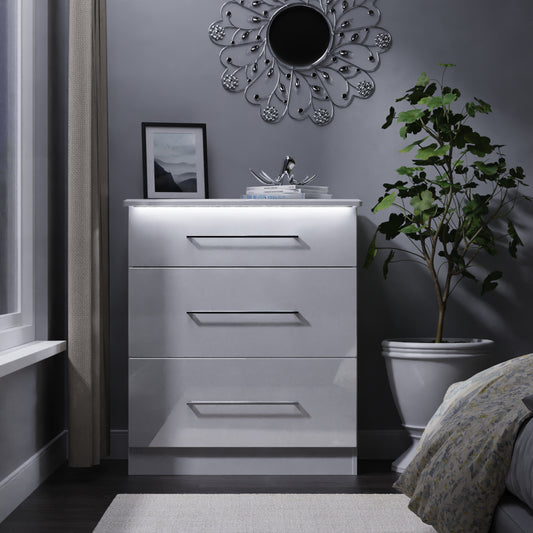Paris Chest of Drawers White 3 Drawers 77cm