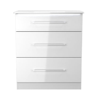 Paris Chest of Drawers White 3 Drawers 77cm