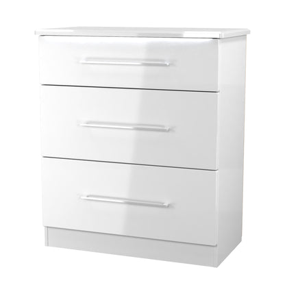 Paris Chest of Drawers White 3 Drawers 77cm