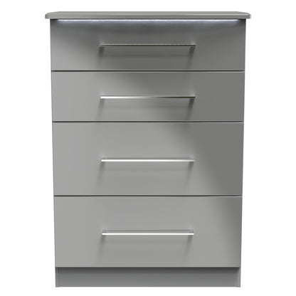 Paris Tall Chest of Drawers Grey 4 Drawers 77cm