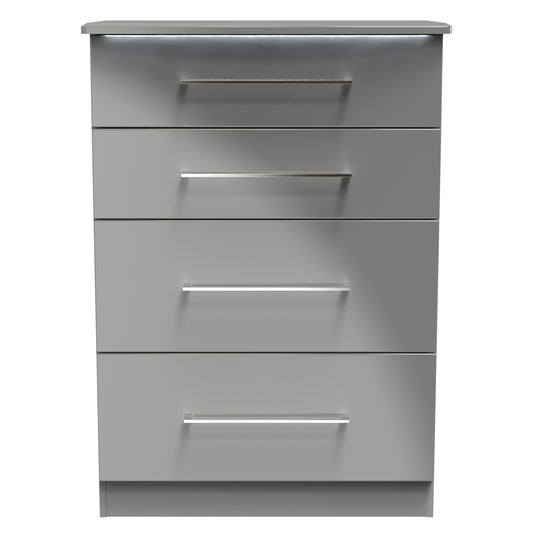 Paris Tall Chest of Drawers Grey 4 Drawers 77cm