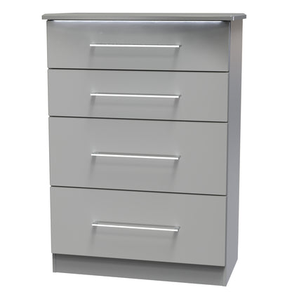 Paris Tall Chest of Drawers Grey 4 Drawers 77cm