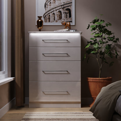 Paris Tall Chest of Drawers Off-white 4 Drawers 77cm