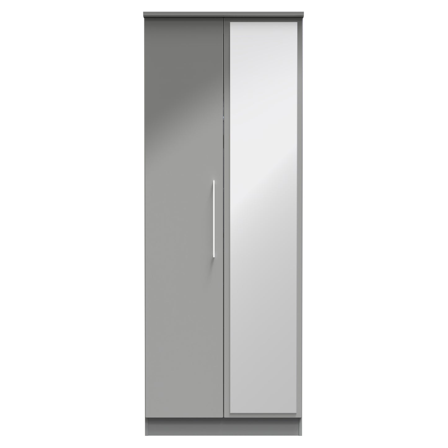 Paris Tall Mirror Wardrobe Grey 1 Shelf 74cm