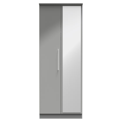 Paris Tall Mirror Wardrobe Grey 1 Shelf 74cm