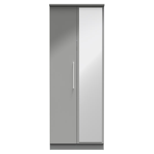 Paris Tall Mirror Wardrobe Grey 1 Shelf 74cm