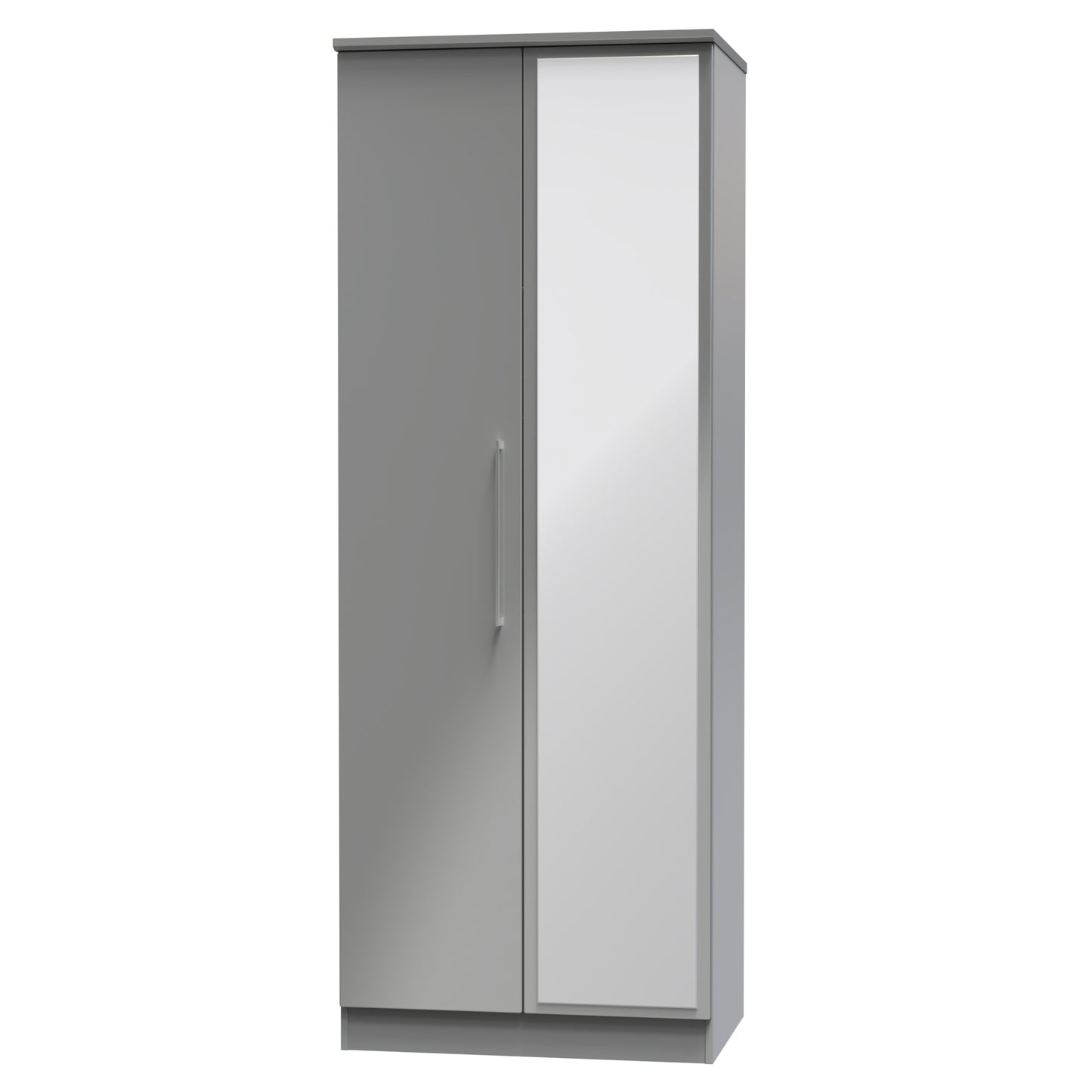 Paris Tall Mirror Wardrobe Grey 1 Shelf 74cm