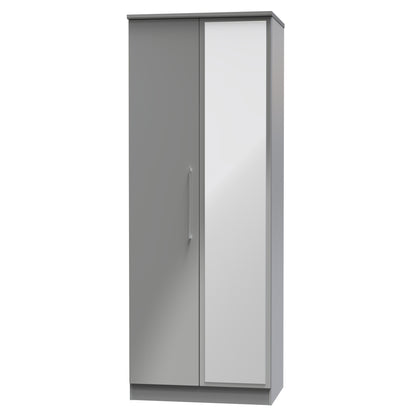 Paris Tall Mirror Wardrobe Grey 1 Shelf 74cm