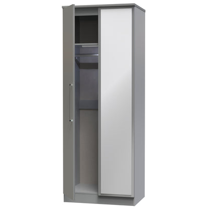 Paris Tall Mirror Wardrobe Grey 1 Shelf 74cm