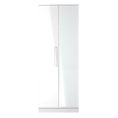 Paris Tall Mirror Wardrobe White 1 Shelf 74cm