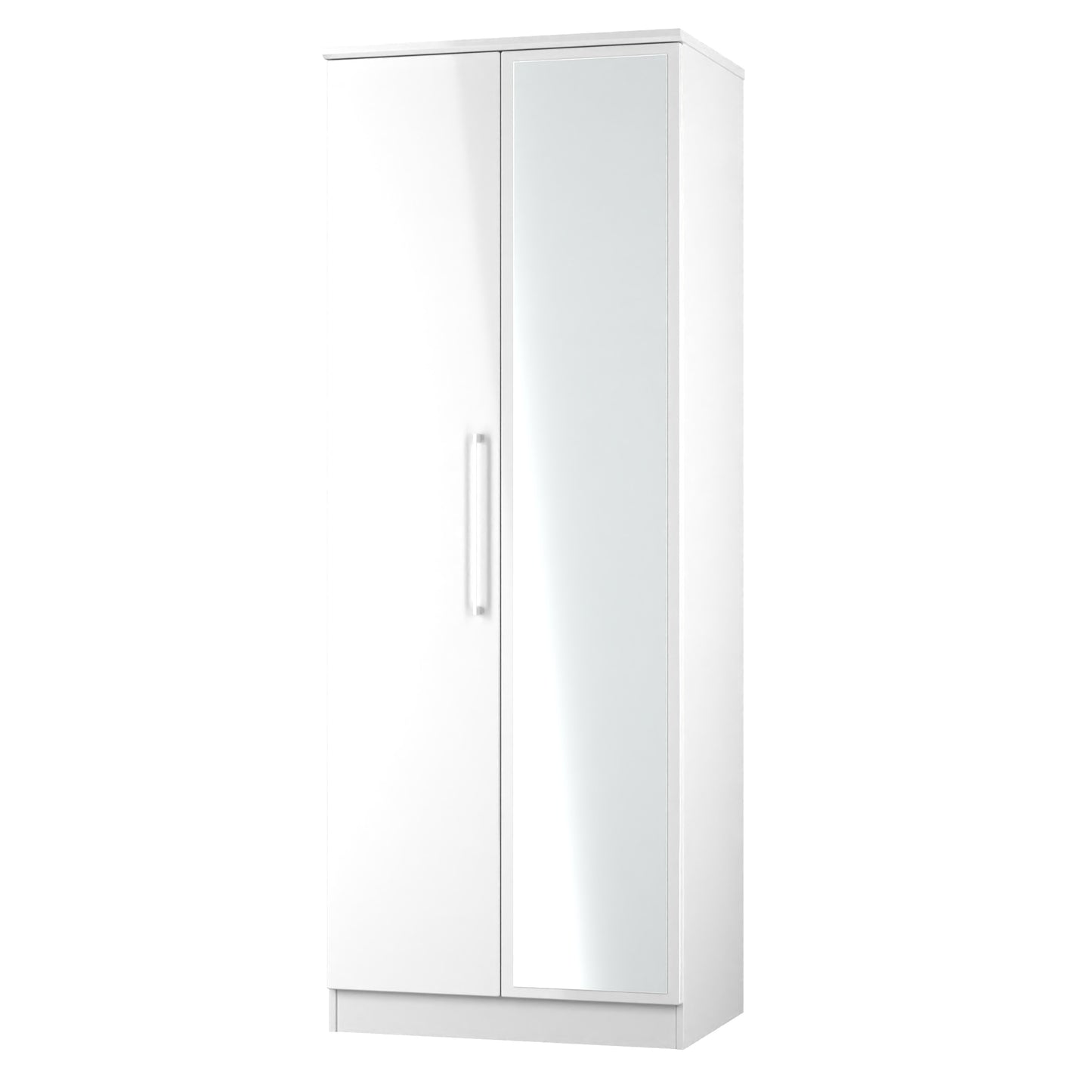 Paris Tall Mirror Wardrobe White 1 Shelf 74cm