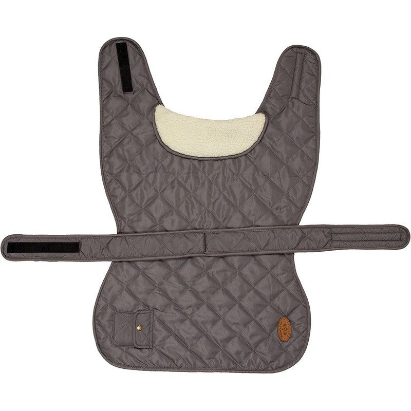 Small Dog Coat Grey Faux Fur & Faux Leather 37cm by Banbury