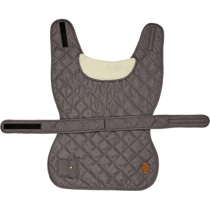 Small Dog Coat Grey Faux Fur & Faux Leather 37cm by Banbury